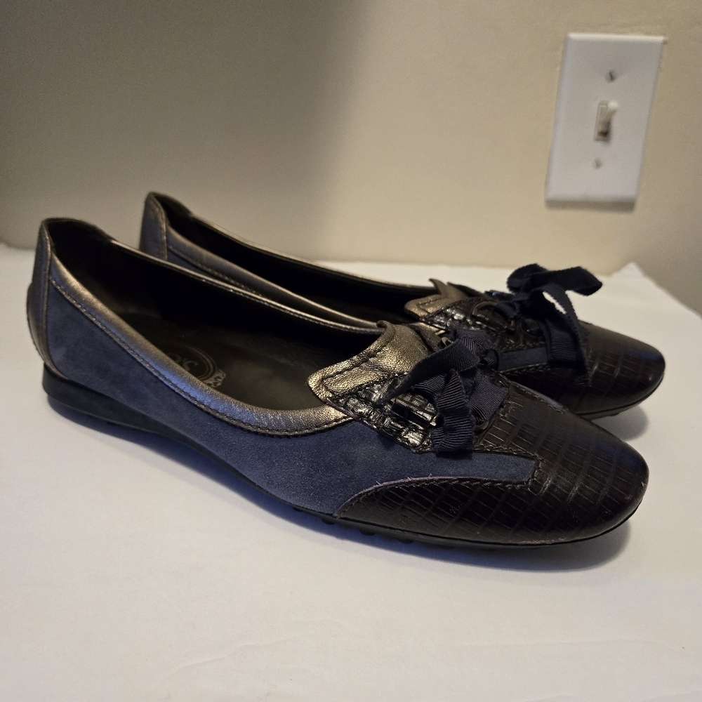 Tod's Leather And Suede Lace up Loafers Size 38 - Picture 2 of 9